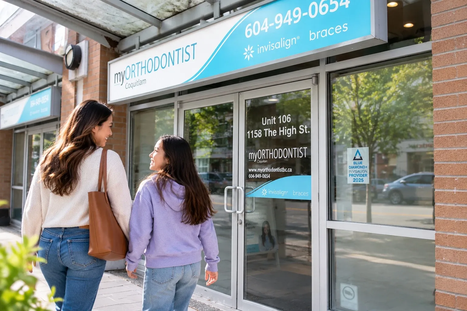 Entrance to myORTHODONTIST Coquitlam at Unit 106, 1158 The High Street.